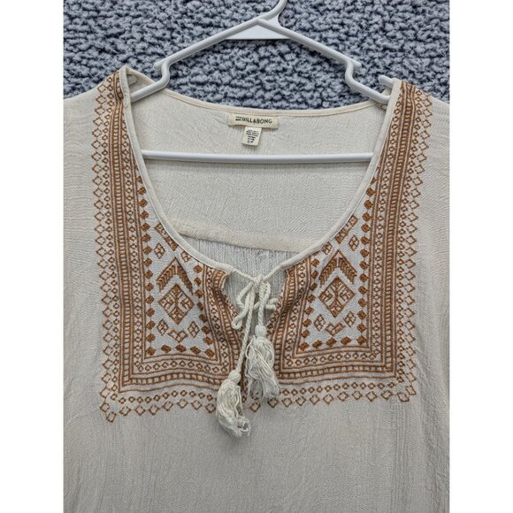 Billabong Boho Blouse Size S Fairy Cottagecore Peasant Western Bell Sleeve Cream - Picture 7 of 13